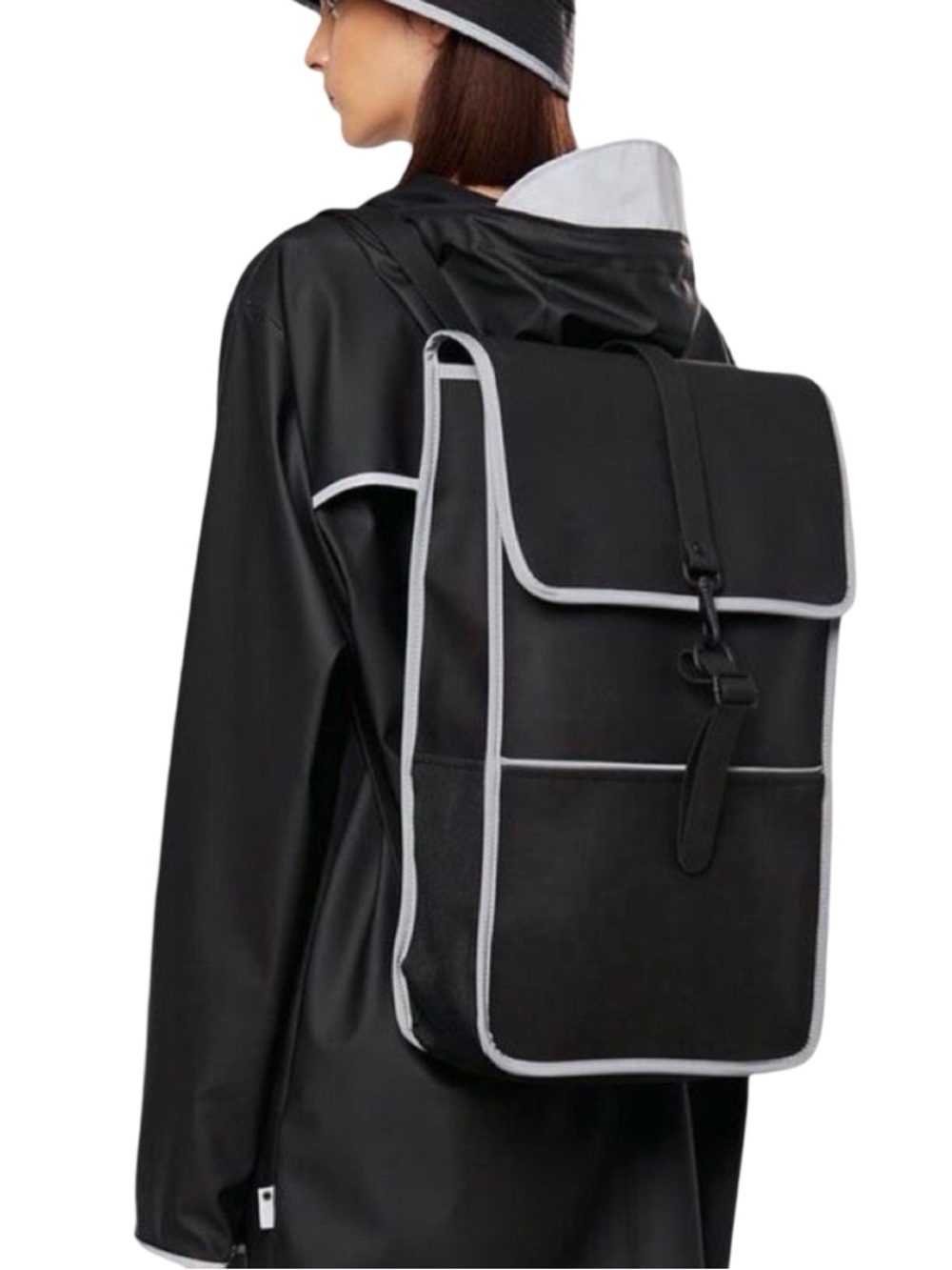 RAINS Backpack Reflective | 70 Black Reflective One Size - 19” x 11.75” x 4.5”